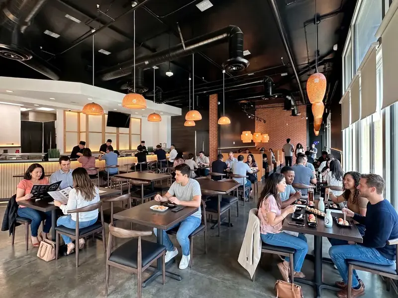 Interior dining area at Orange Fish Sushi La Verne